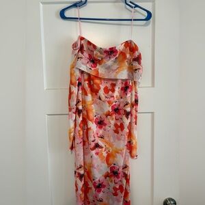 VICI One-Shoulder Floral Dress in Pink, Orange and Yellow